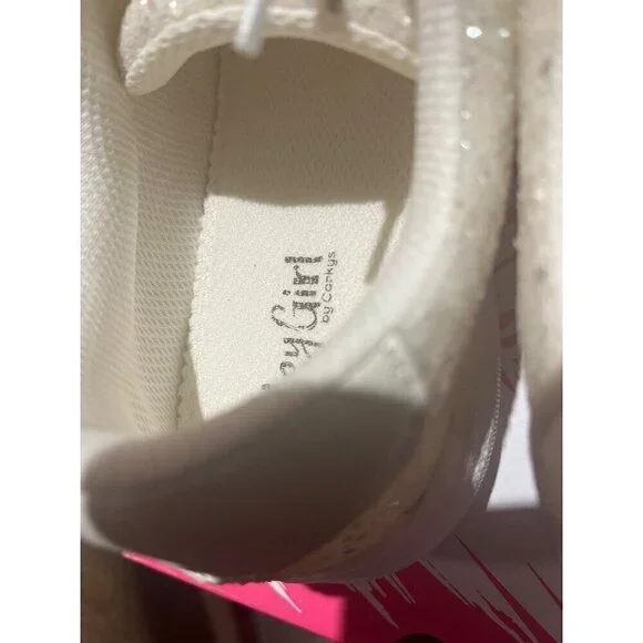 nwt hey girl by corkys white sparkling tennis shoe in box - Picture 9 of 10